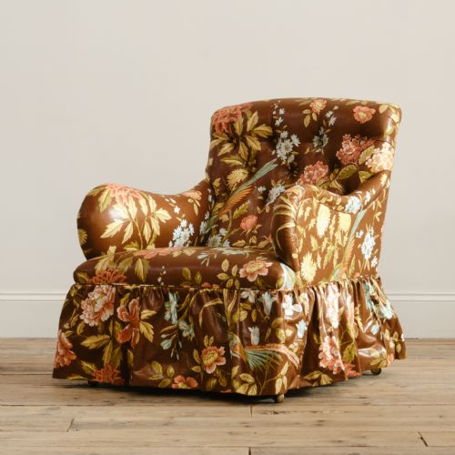 ANTIQUE WHYTOCK REID ARMCHAIR IN VINTAGE SANDERSON FLORAL CHINTZ - ADDITIONAL PHOTO 5