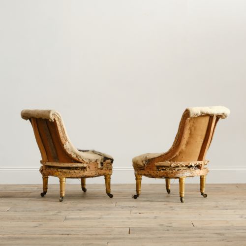 PAIR OF 19TH CENTURY GILTWOOD SLIPPER CHAIRS - ADDITIONAL PHOTO 1