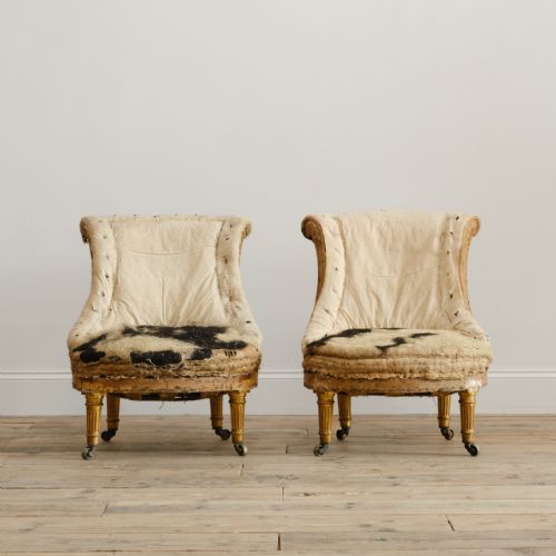 PAIR OF 19TH CENTURY GILTWOOD SLIPPER CHAIRS - ADDITIONAL PHOTO 3