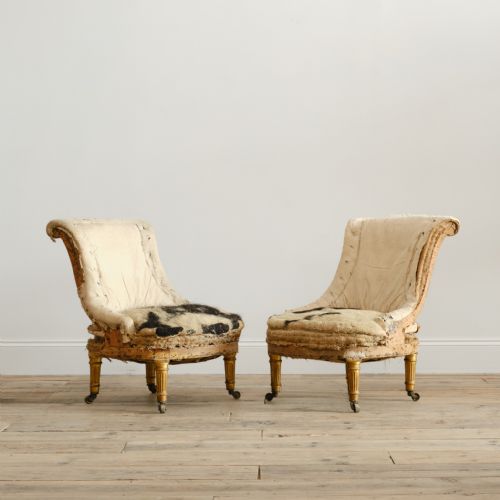 PAIR OF 19TH CENTURY GILTWOOD SLIPPER CHAIRS - ADDITIONAL PHOTO 4