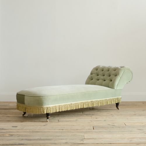 19TH CENTURY COUNTRY HOUSE DAYBED IN GREEN VELVET - ADDITIONAL PHOTO 2