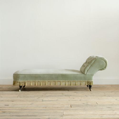 19TH CENTURY COUNTRY HOUSE DAYBED IN GREEN VELVET - ADDITIONAL PHOTO 3