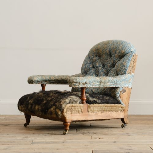 HOWARD AND SONS OPEN ARMCHAIR FROM POWDERHAM CASTLE DEVON - ADDITIONAL PHOTO 1