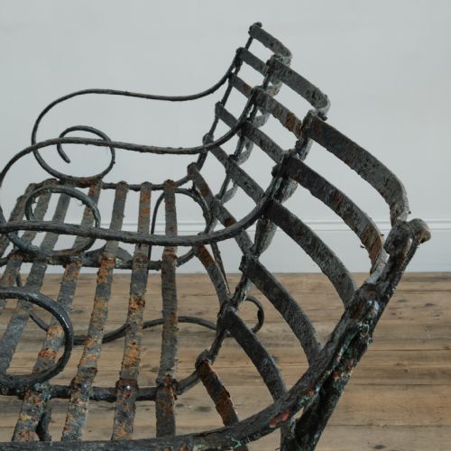 19TH CENTURY WROUGHT IRON STRAP WORK GARDEN BENCH - ADDITIONAL PHOTO 3
