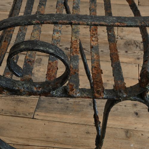 19TH CENTURY WROUGHT IRON STRAP WORK GARDEN BENCH - ADDITIONAL PHOTO 6