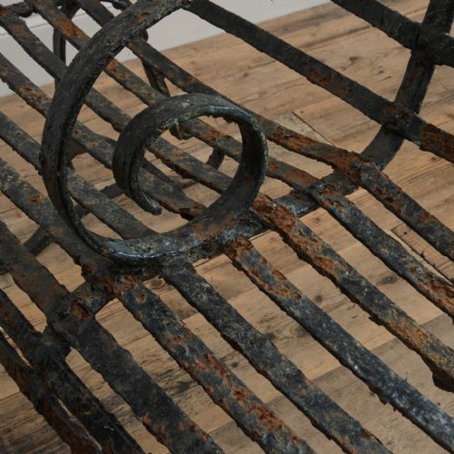 19TH CENTURY WROUGHT IRON STRAP WORK GARDEN BENCH - ADDITIONAL PHOTO 7