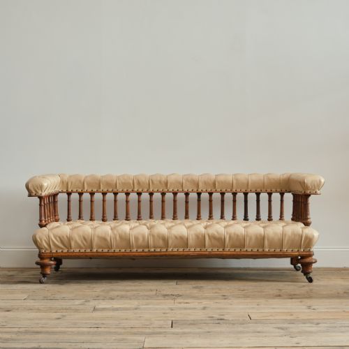 LARGE 19TH CENTURY OPEN ARM SOFA - ADDITIONAL PHOTO 1