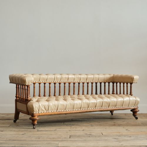LARGE 19TH CENTURY OPEN ARM SOFA - ADDITIONAL PHOTO 2