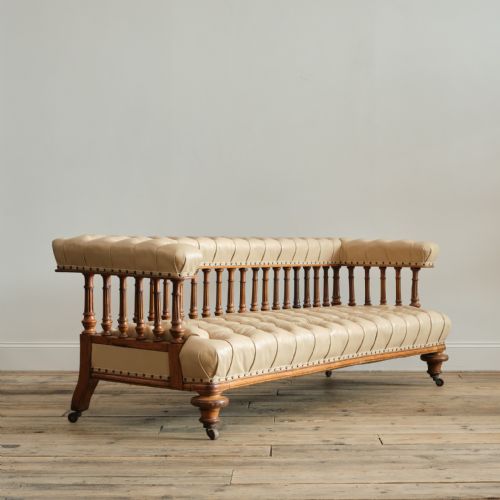 LARGE 19TH CENTURY OPEN ARM SOFA - ADDITIONAL PHOTO 3