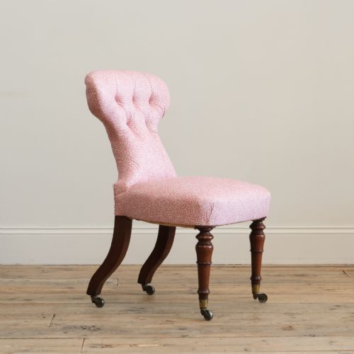 MID 19TH CENTURY SLIPPER CHAIR IN SOANE BRITAIN COTTON - ADDITIONAL PHOTO 1