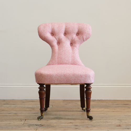MID 19TH CENTURY SLIPPER CHAIR IN SOANE BRITAIN COTTON - ADDITIONAL PHOTO 2