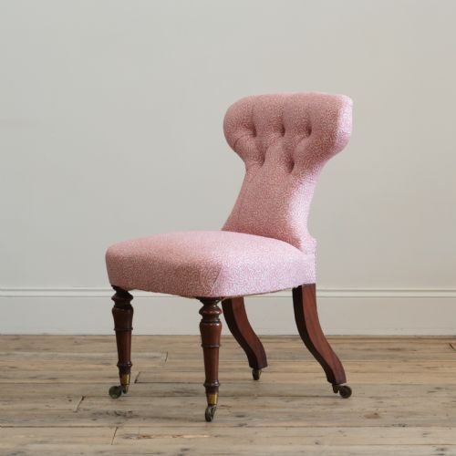 MID 19TH CENTURY SLIPPER CHAIR IN SOANE BRITAIN COTTON - ADDITIONAL PHOTO 3