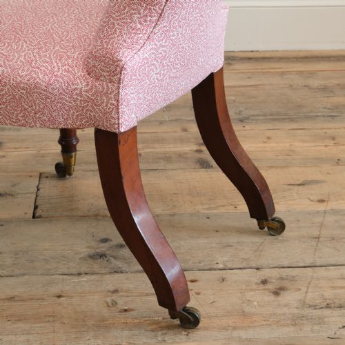 MID 19TH CENTURY SLIPPER CHAIR IN SOANE BRITAIN COTTON - ADDITIONAL PHOTO 10