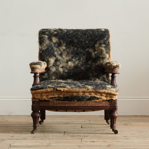 MID 19TH CENTURY OPEN ARMCHAIR BY HOLLAND AND SONS - ADDITIONAL PHOTO 1