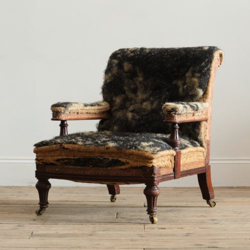 MID 19TH CENTURY OPEN ARMCHAIR BY HOLLAND AND SONS - ADDITIONAL PHOTO 7