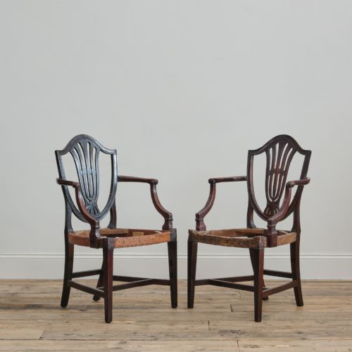 PAIR OF GEORGE III HEPPELWHITE MAHOGANY CARVER CHAIRS - ADDITIONAL PHOTO 2