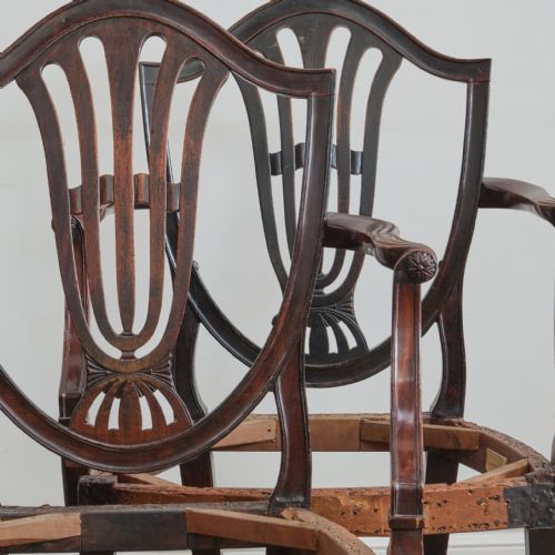 PAIR OF GEORGE III HEPPELWHITE MAHOGANY CARVER CHAIRS - ADDITIONAL PHOTO 9