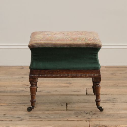 WILLIAM IV FOOTSTOOL IN SIMULATED ROSEWOOD AND NEEDLEWORK TOP - ADDITIONAL PHOTO 1