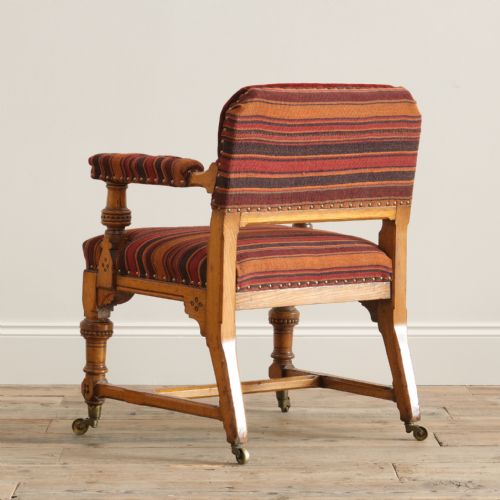 19TH CENTURY GOTHIC REVIVAL OAK ARMCHAIR ATTR ALFRED WATERHOUSE - ADDITIONAL PHOTO 4