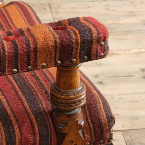 19TH CENTURY GOTHIC REVIVAL OAK ARMCHAIR ATTR ALFRED WATERHOUSE - ADDITIONAL PHOTO 7