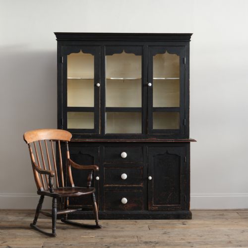 victorian ebonized glazed country dresser - CATEGORY: ANTIQUE BOOKCASES - DATED VICTORIAN