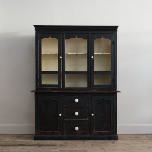 VICTORIAN EBONIZED GLAZED COUNTRY DRESSER - ADDITIONAL PHOTO 1