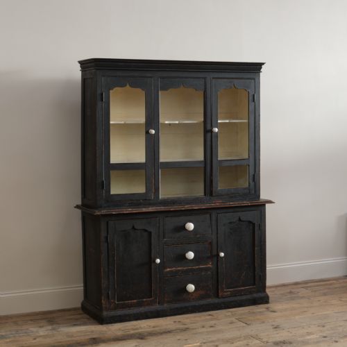 VICTORIAN EBONIZED GLAZED COUNTRY DRESSER - ADDITIONAL PHOTO 2