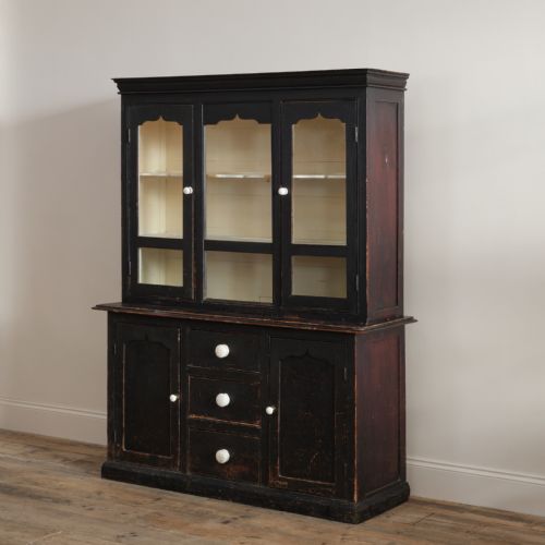 VICTORIAN EBONIZED GLAZED COUNTRY DRESSER - ADDITIONAL PHOTO 3