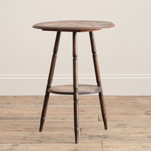 20TH CENTURY POKER WORK 2 TIER SIDE TABLE - ADDITIONAL PHOTO 1