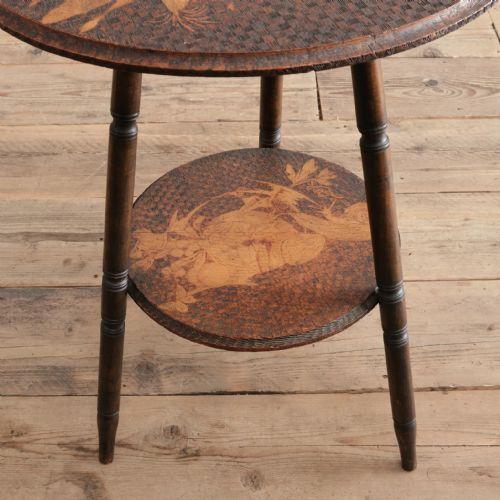 20TH CENTURY POKER WORK 2 TIER SIDE TABLE - ADDITIONAL PHOTO 3