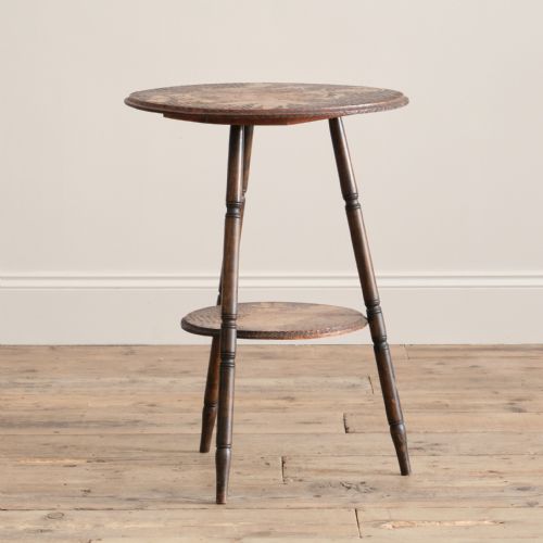 20TH CENTURY POKER WORK 2 TIER SIDE TABLE - ADDITIONAL PHOTO 4