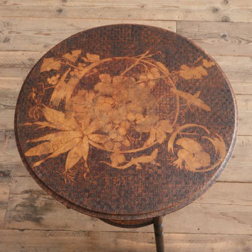 20TH CENTURY POKER WORK 2 TIER SIDE TABLE - ADDITIONAL PHOTO 5