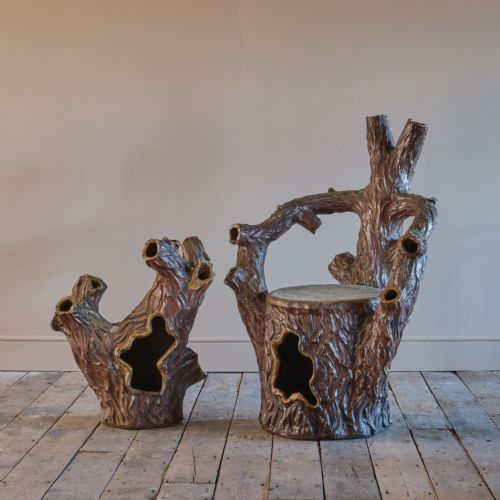 19TH CENTURY SALT GLAZED FAUX BOIS STRAWBERRY PLANTERS - ADDITIONAL PHOTO 1