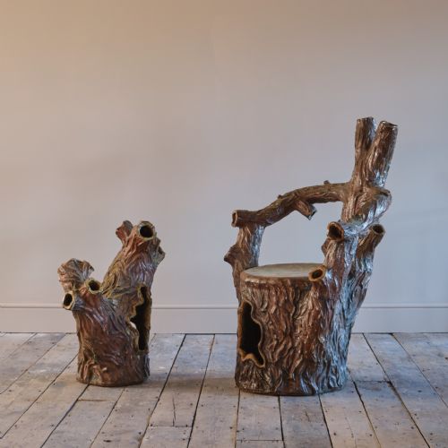 19TH CENTURY SALT GLAZED FAUX BOIS STRAWBERRY PLANTERS - ADDITIONAL PHOTO 2
