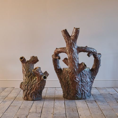 19TH CENTURY SALT GLAZED FAUX BOIS STRAWBERRY PLANTERS - ADDITIONAL PHOTO 3