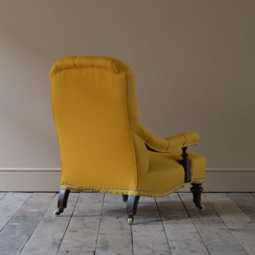 PETITE 19TH CENTURY OPEN ARMCHAIR IN LINEN - ADDITIONAL PHOTO 4