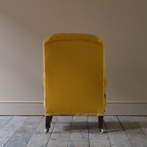 PETITE 19TH CENTURY OPEN ARMCHAIR IN LINEN - ADDITIONAL PHOTO 5