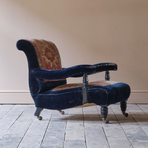 19th century country house carpet open armchair by cvs - CATEGORY: ANTIQUE CHAIRS - DATED 1880