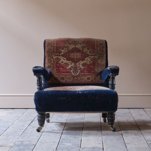 19TH CENTURY COUNTRY HOUSE CARPET OPEN ARMCHAIR BY CVS - ADDITIONAL PHOTO 2