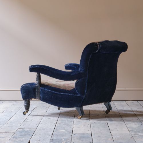 19TH CENTURY COUNTRY HOUSE CARPET OPEN ARMCHAIR BY CVS - ADDITIONAL PHOTO 6
