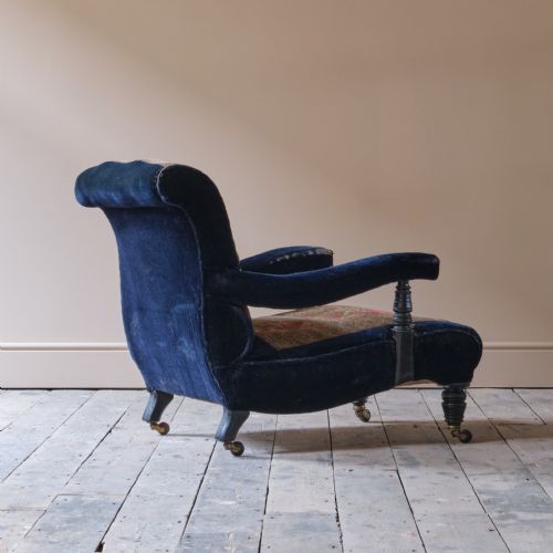 19TH CENTURY COUNTRY HOUSE CARPET OPEN ARMCHAIR BY CVS - ADDITIONAL PHOTO 8