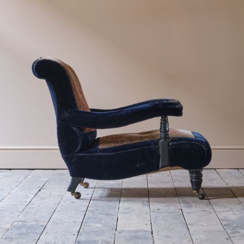 19TH CENTURY COUNTRY HOUSE CARPET OPEN ARMCHAIR BY CVS - ADDITIONAL PHOTO 9