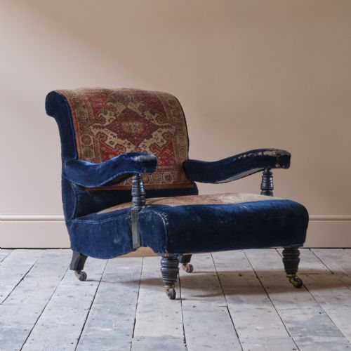 19TH CENTURY COUNTRY HOUSE CARPET OPEN ARMCHAIR BY CVS - ADDITIONAL PHOTO 10