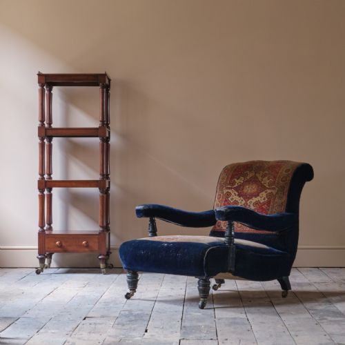 19TH CENTURY COUNTRY HOUSE CARPET OPEN ARMCHAIR BY CVS - ADDITIONAL PHOTO 12