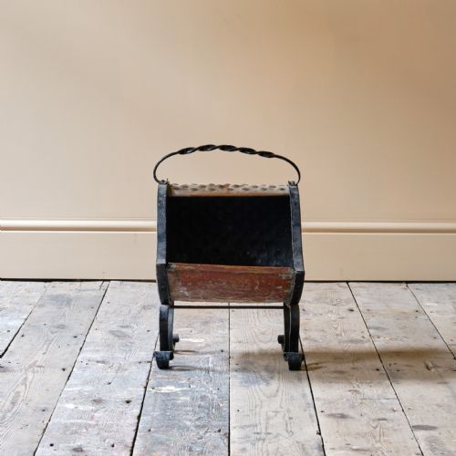 ARTS AND CRAFTS WROUGHT IRON AND COPPER COAL SHUTTLE - ADDITIONAL PHOTO 1