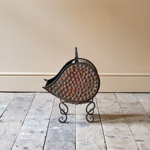 ARTS AND CRAFTS WROUGHT IRON AND COPPER COAL SHUTTLE - ADDITIONAL PHOTO 3