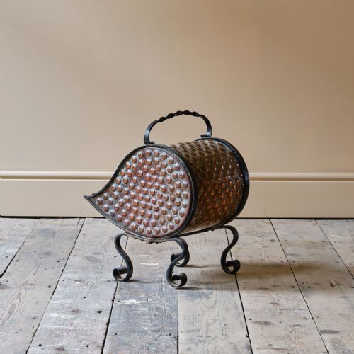 ARTS AND CRAFTS WROUGHT IRON AND COPPER COAL SHUTTLE - ADDITIONAL PHOTO 4
