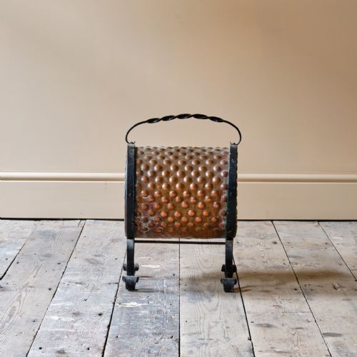ARTS AND CRAFTS WROUGHT IRON AND COPPER COAL SHUTTLE - ADDITIONAL PHOTO 5