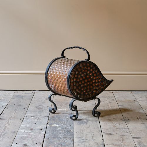 ARTS AND CRAFTS WROUGHT IRON AND COPPER COAL SHUTTLE - ADDITIONAL PHOTO 6