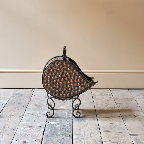 ARTS AND CRAFTS WROUGHT IRON AND COPPER COAL SHUTTLE - ADDITIONAL PHOTO 7